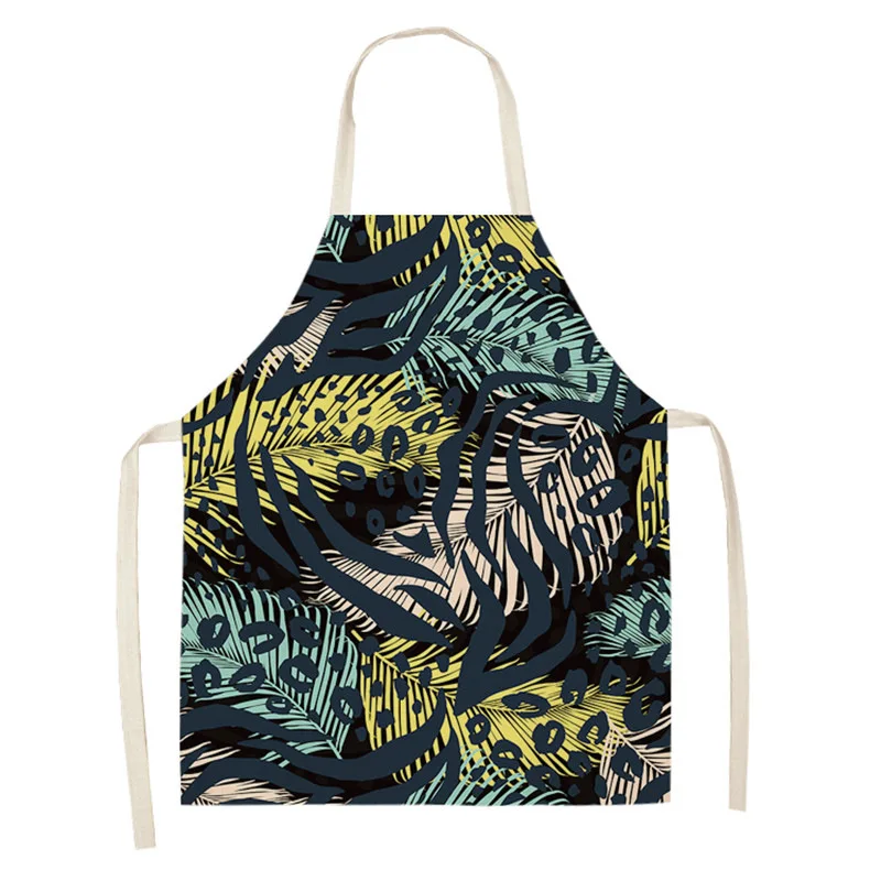 1 Pcs Kitchen Aprons for Women Men Women Leopard Cotton Linen Apron Pinafore Cleaning Tools Home Cooking Baking Waist Bib