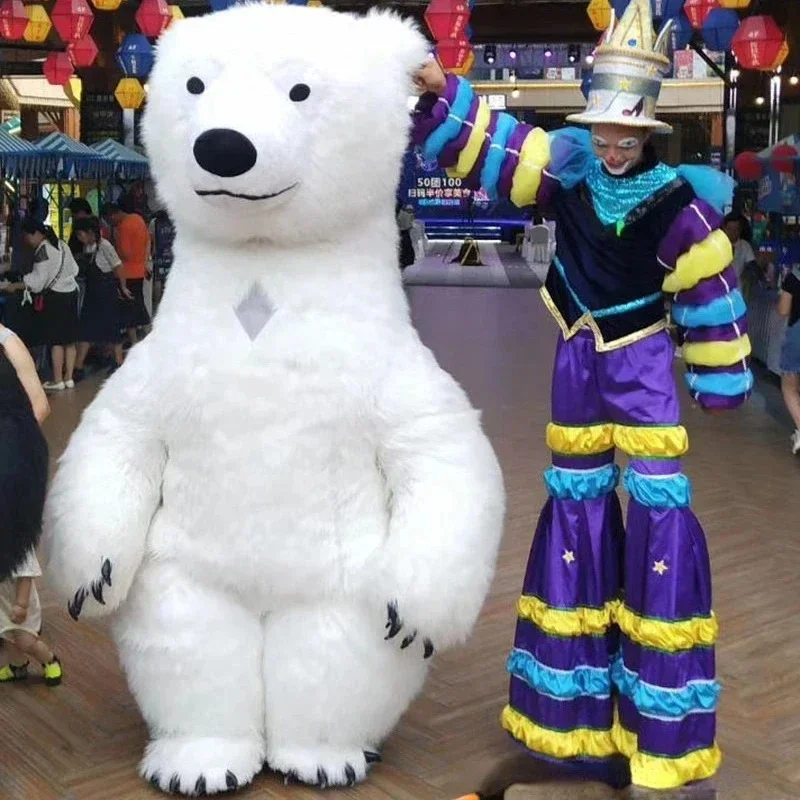 10ft Giant Inflatable Polar Bear Costume Adult Blow Up Fur Plush Mascot Suit Animal Character Inflated Garment for Events Party