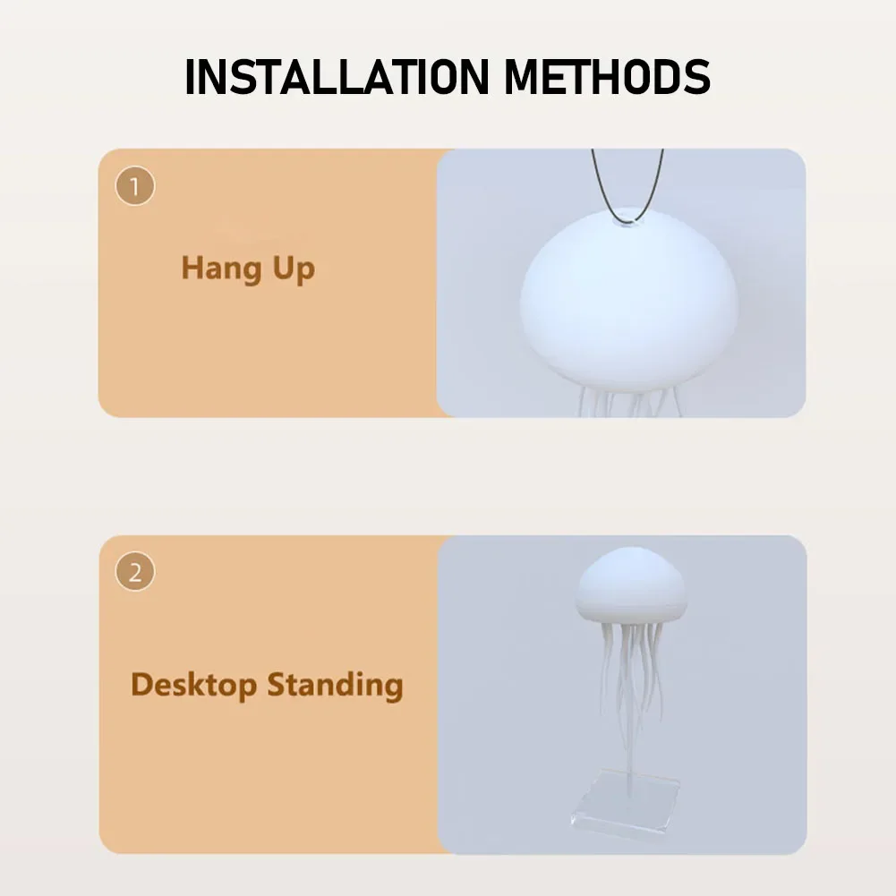 Cartoon Dancing Jellyfish Night Light RGB Gradient Cute Jellyfish Bedside Lamp Voice Control Type-C Charging LED Night Lamp