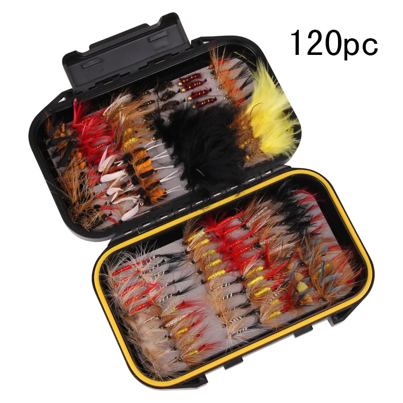 120pc Bionic Insect Fly Fishing Hook Trout Lures fishing lure Flies Nymphs Ice Fishing Lure Artificial Bait with Boxed for Pesca