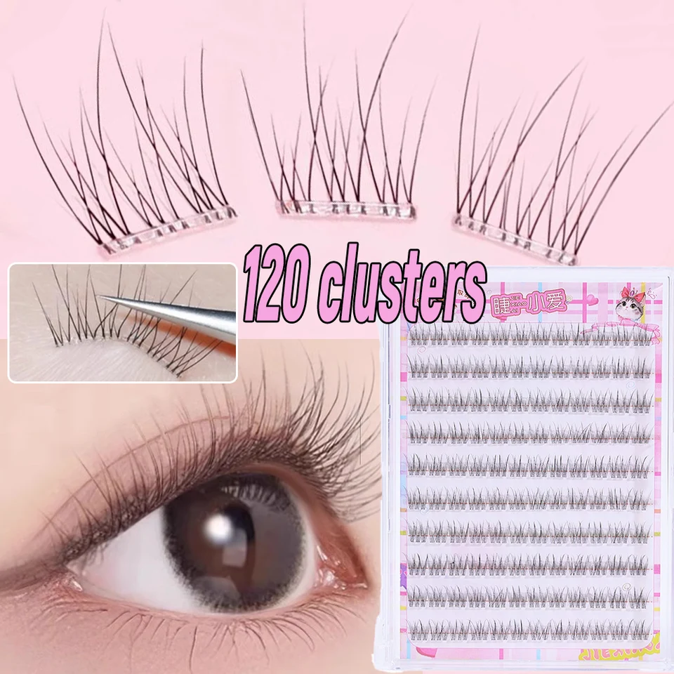 10 filas de pestañas postizas sin pegamento de gran capacidad, individuales, 8-10 mm, curva C, naturales y autoadhesivas para maquillaje 6