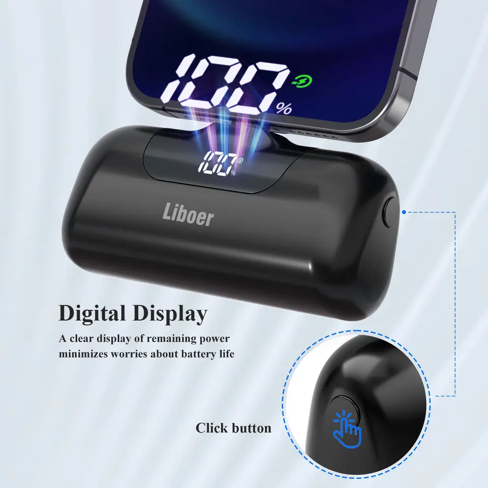 Cargador portátil 5000mAh de carga rápida mini power bank tipo C para HUAWEI iPhone Samsung Xiaomi Redmi batería externa 3
