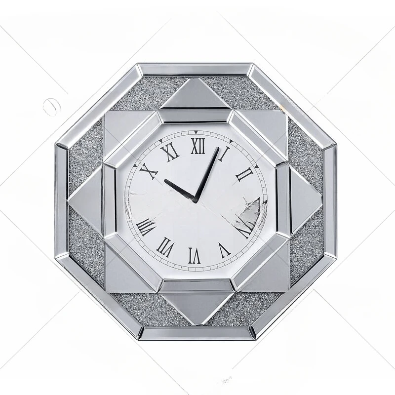 Cross border American Wall Clocks Mirror Wall Clocks Glass Wall Clocks Diamond Decorative Wooden Fashion Bedroom