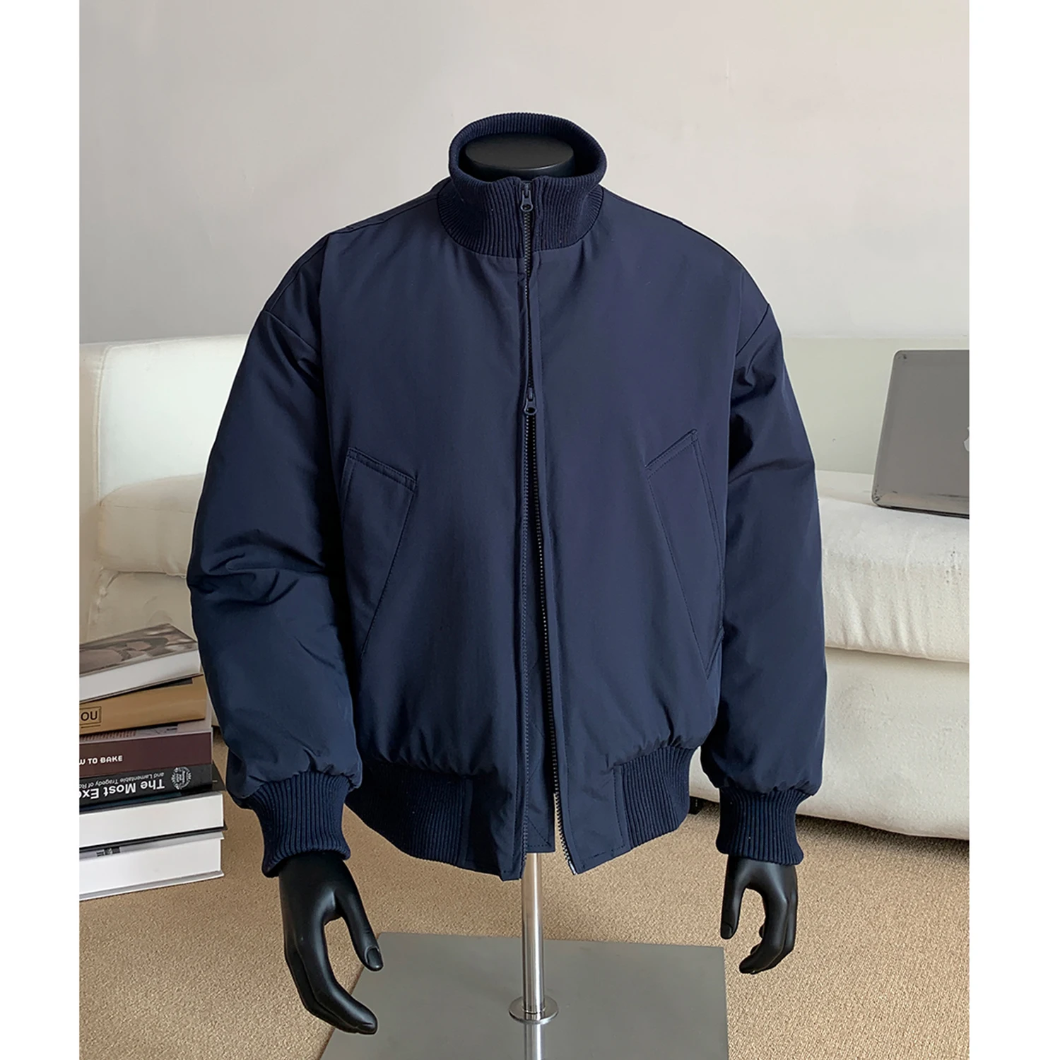 

Мужская свободная куртка в американском стиле, мужская бейсбольная куртка с воротником-стойкой, верхняя одежда, повседневная куртка-парка, модные мужские пальто с хлопковой подкладкой