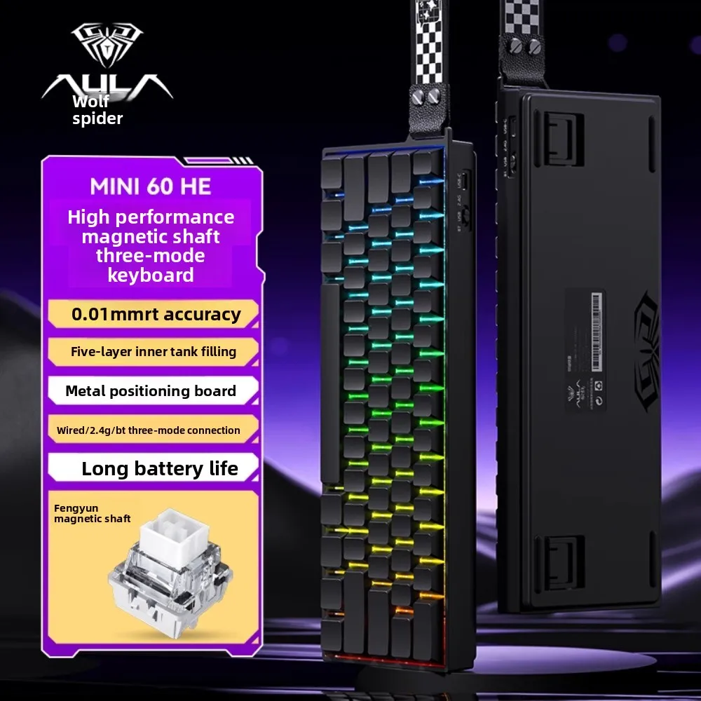 AULA MINI60HE three-mode magnetic axis keyboard mechanical gaming keyboard high performance e-sports FPS low latency 8KHz RGB