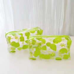 1PCS Waterproof transparent PVC Green Lemon pattern makeup bag organizer Toiletry Bag cosmetic bag Beach Bag travel makeup bag m