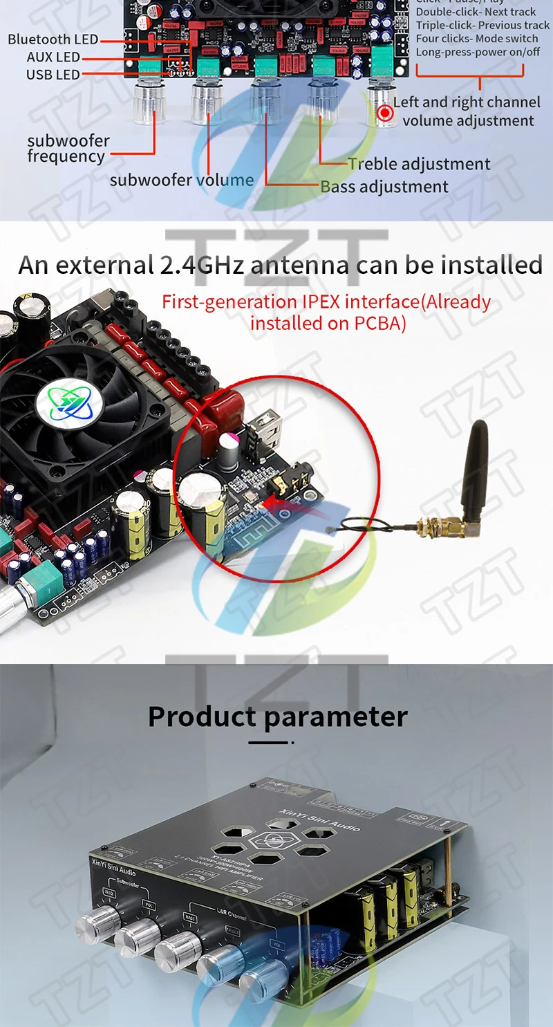 XY-AS21HPA Bluetooth High-Power Digital Verstärker Bord 2,1 Kanal Subwoofer 300 W * 2 + 600 W Dual TPA3255 Amplificador – Detail 2