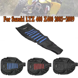 For Suzuki LTZ 400 Z400 2003-2009 Ribbed Rubber Seat Cover Motorcycle Waterproof Soft Seat Cover Anti-slip Grain Pattern