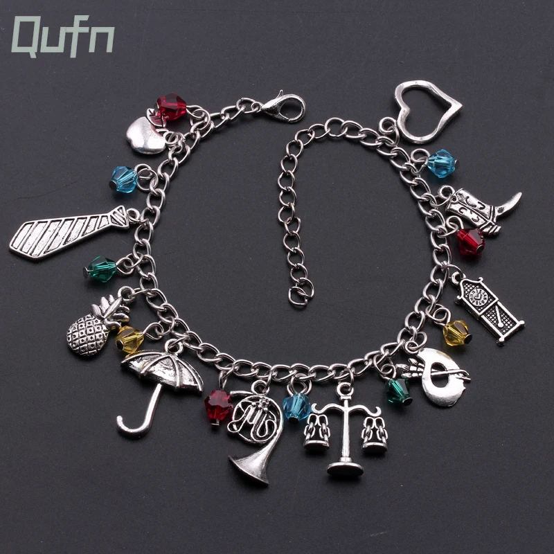 HIMYM Charm Bracelet Umbrella Libra Instrument Tuba Silver Color Pendant Bracelet for Birthday How I Met Your Mother Jewelry