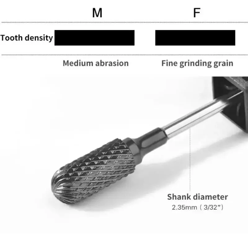 Tipo Apparecchio per punte da trapano per unghie in carburo di tungsteno titanio nero per accessori per trapano per manicure Frese per rimozione taglierina Strumenti per gel