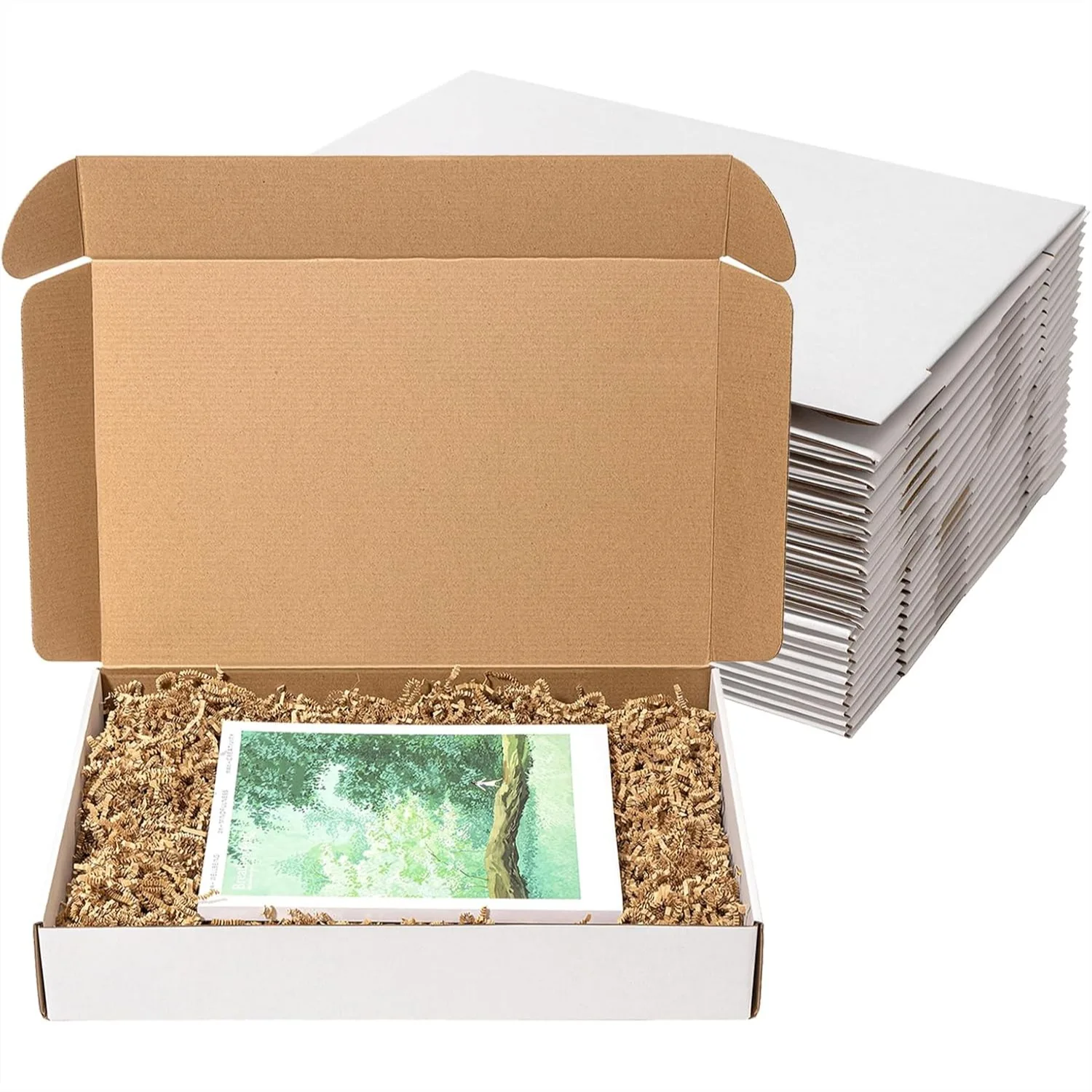 

17x11x3" Shipping Boxes 20 Pack White Corrugated Cardboard Mailing Boxes for Small Business Flat Literature Mailer