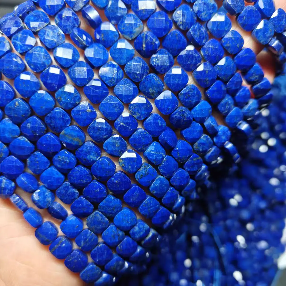 

Lapis blue faceted square flat oval nature for making jewelry necklace 38cm FPPJ wholesale loose beads