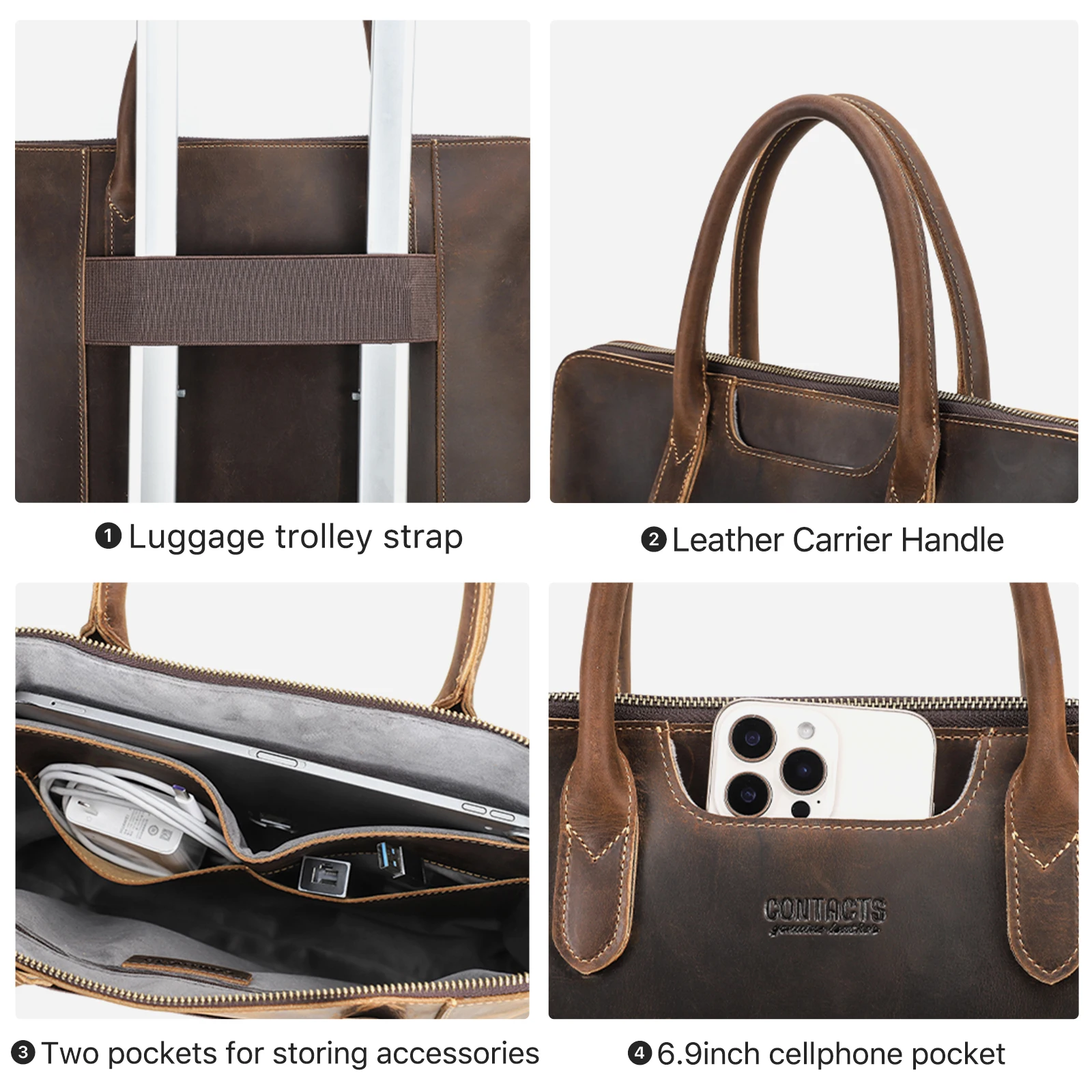 فاخر جلد أصلي للرجال حقيبة حقيبة أعمال محفظة كمبيوتر محمول حقيبة يد حقيبة ساعي الذكور وثيقة حقيبة مكتب