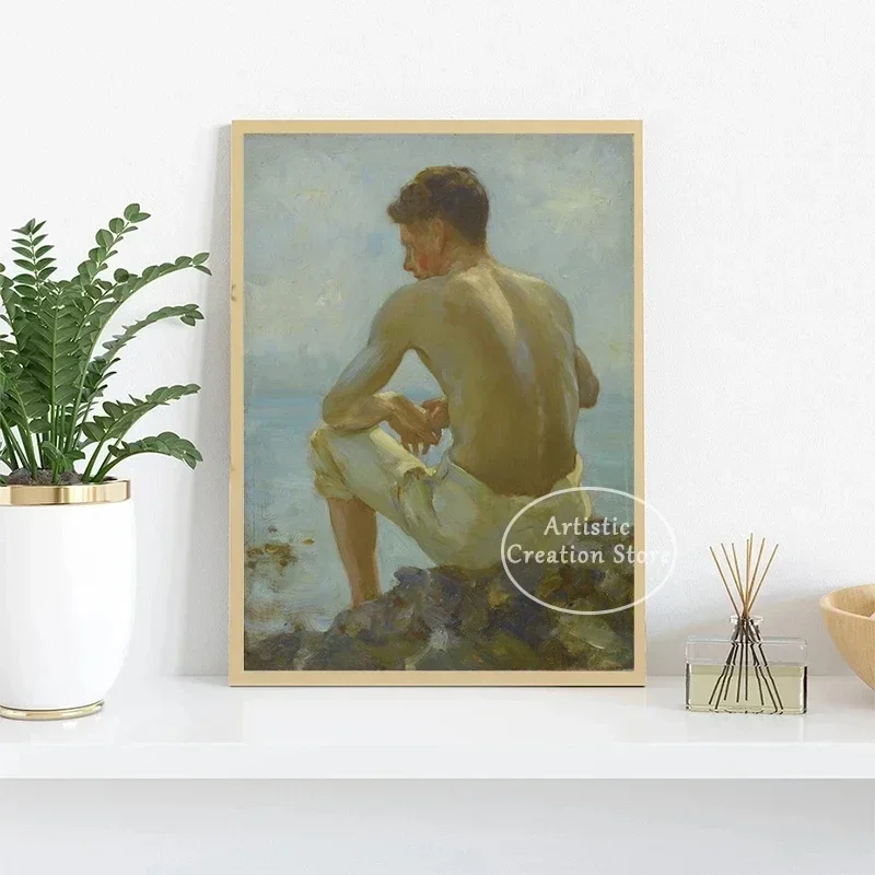 Canvas Painting Nordic Vintage Gay Nude Man Art The Bathers By Henry Scott Tuke Prints Famous Bedroom Wall Pictures Home Decor