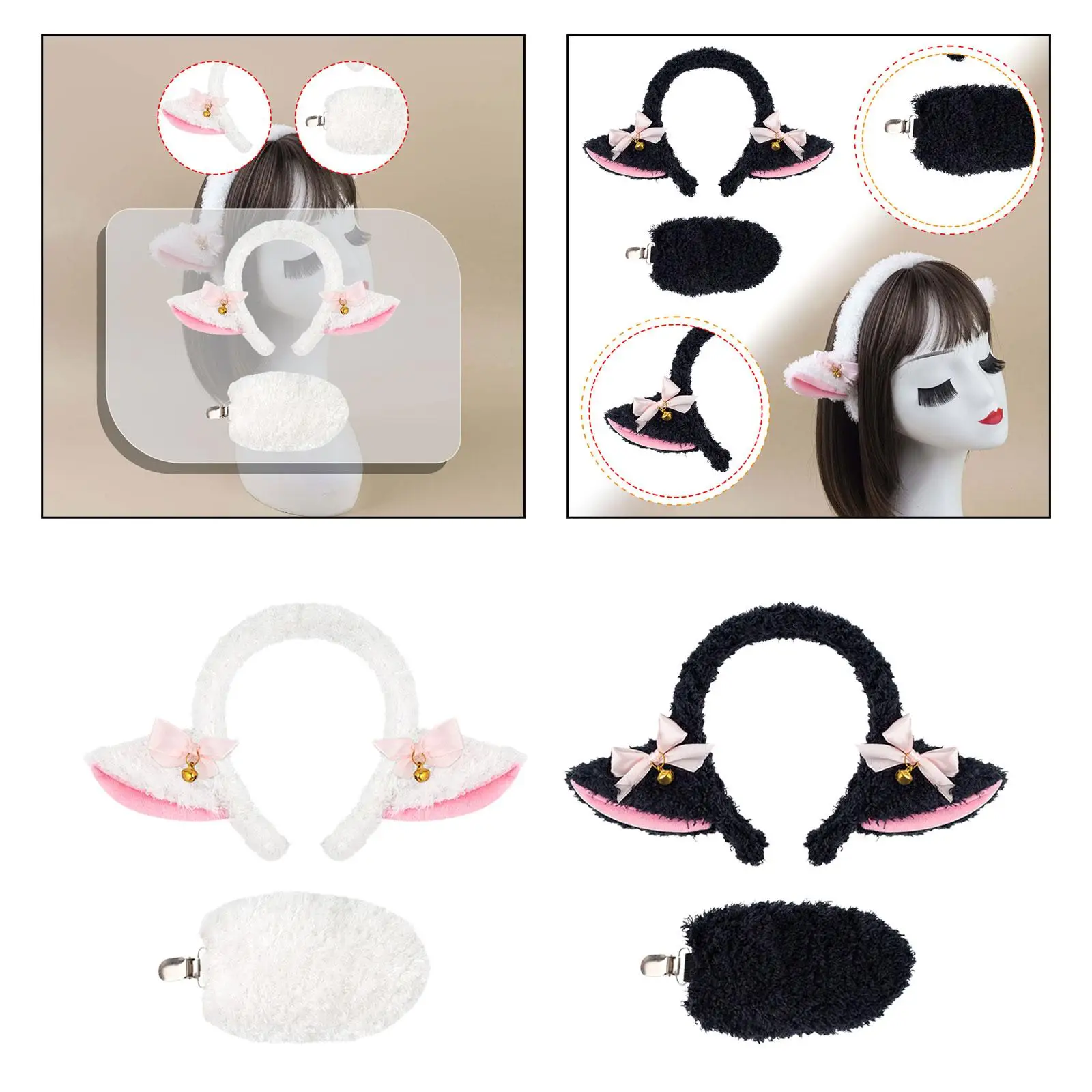 Lamb Ears and Tail Sheep Headband for Role Play Photo Props Performance
