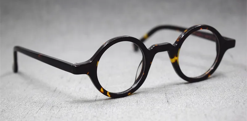 HONKAN Kleine Acetat-Brillenfassung Vintage Runde Handgefertigte Vollrand-Brillengestelle für Herren und Damen Kurzsichtigkeit Lesebrille – Detail 15