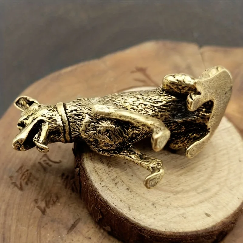 Vintage Copper Lucky Dog Miniatures Figurines Desktop Small