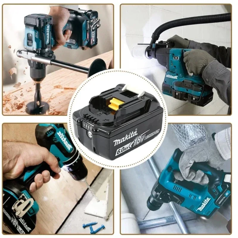 100% Original Makita 18v Battery, Rechargeable Power Tool Makita 18 v Battery, Replaceable LED Lithium-ion, LXT BL1860B BL1860B