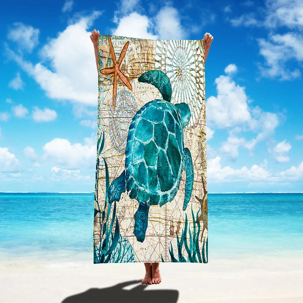 

3D Turtle Landscape Blanket Seaside Sunscreen Blanket Quick Drying Bath Towel Bathroom Home Textile Personalized Bath Towel