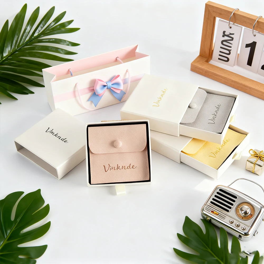 

Кольцо с логотипом на заказ, серьги, упаковочная коробка для ювелирных изделий, ящик, подарочные коробки для ювелирных изделий с бархатной сумкой из микрофибры, ожерелье, раздвижной чехол