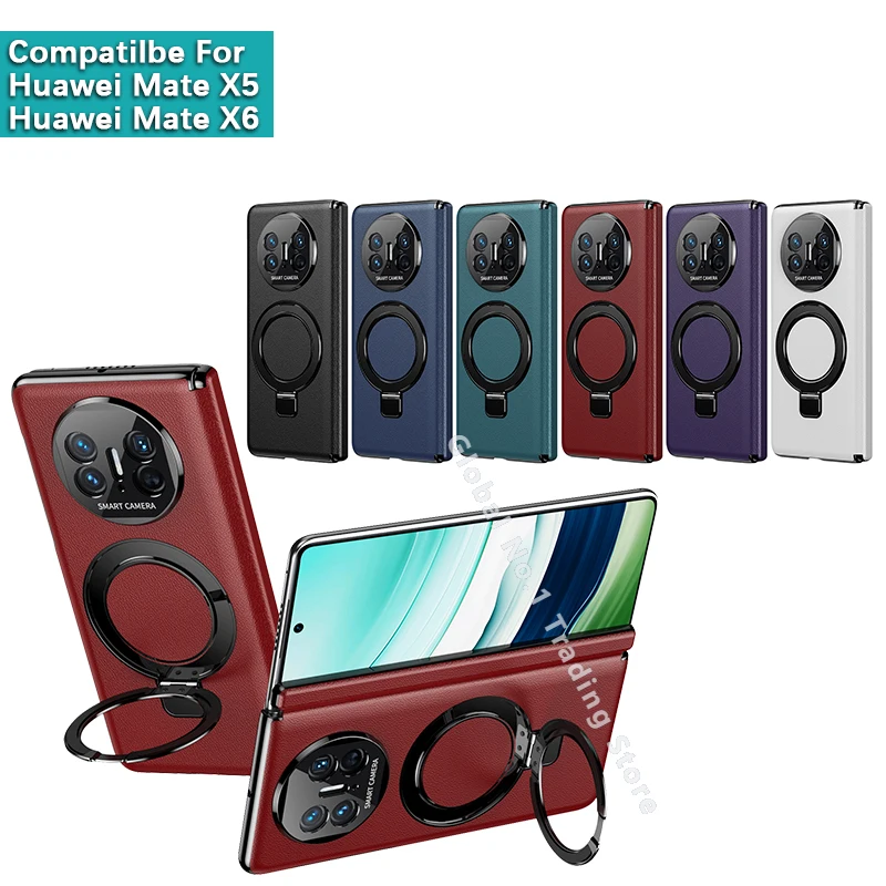 

Чехол для Huawei Mate X5/Huawei Mate X6, вращающийся на 360 градусов магнитный кольцевой держатель, чехол для телефона, кожаный защитный чехол