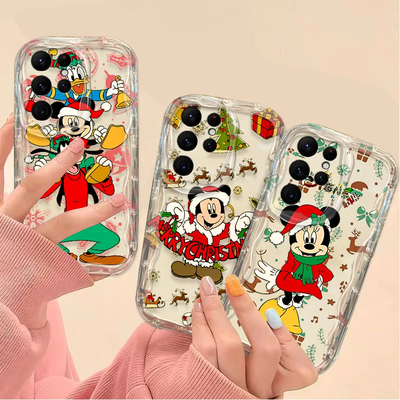 Christmas Disney Mickey Minnie Case For Samsung Galaxy S24 Ultra S23 S22 Plus S21 S20 FE A25 A55 A35 A15 A16 A05 A05S A06 Funda