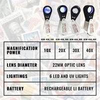10X - 40X Loupe LED Magnifying Glass Magnifier Jewelry Hasting Triplet Optical Glass 6UV USB Charge