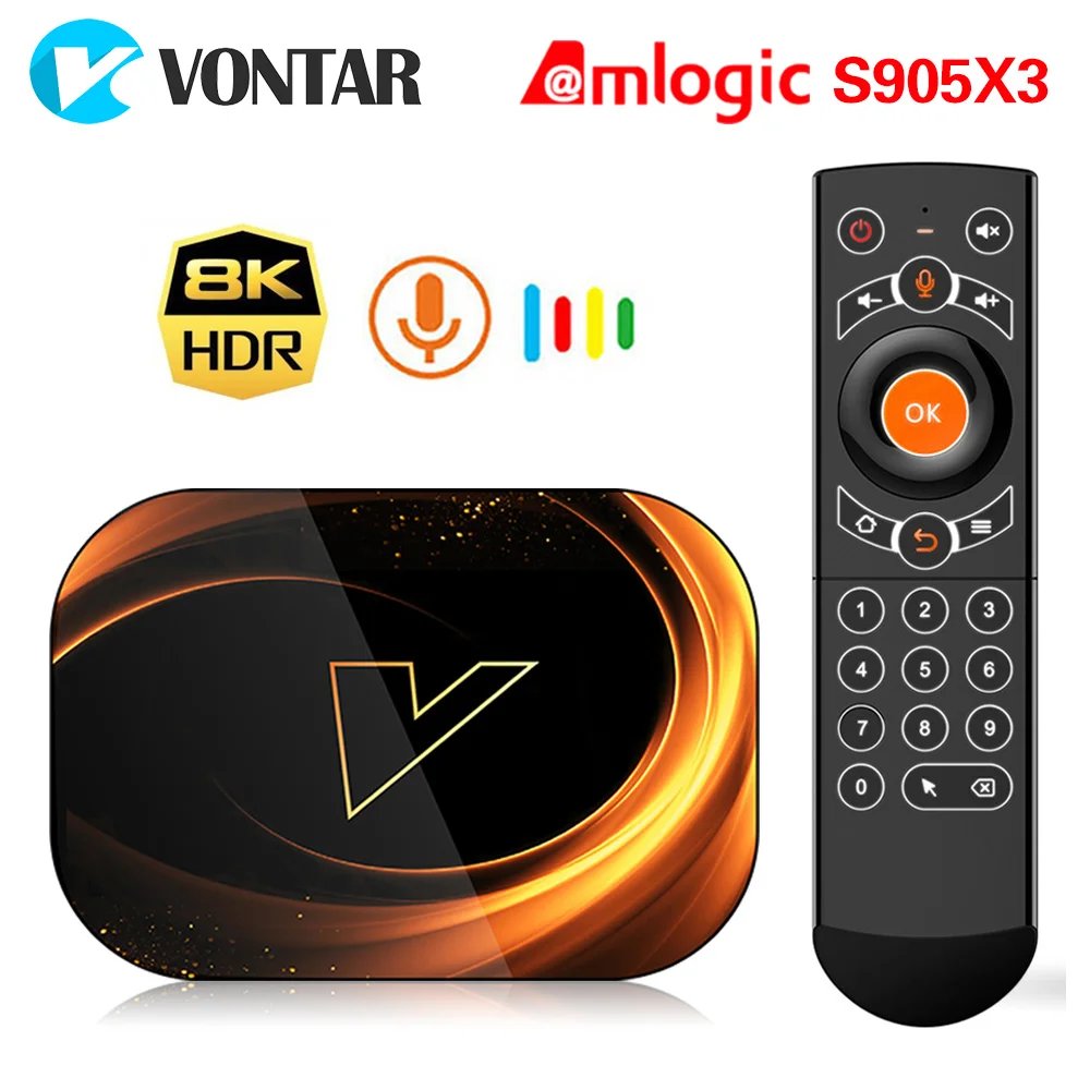 VONTAR-Dispositivo de TV inteligente X3, decodificador con Android 9, 4GB, 128GB, 8K, Amlogic S905X3, Wifi Dual 1080P, 4K, Android 9,0, 4GB, 64GB,