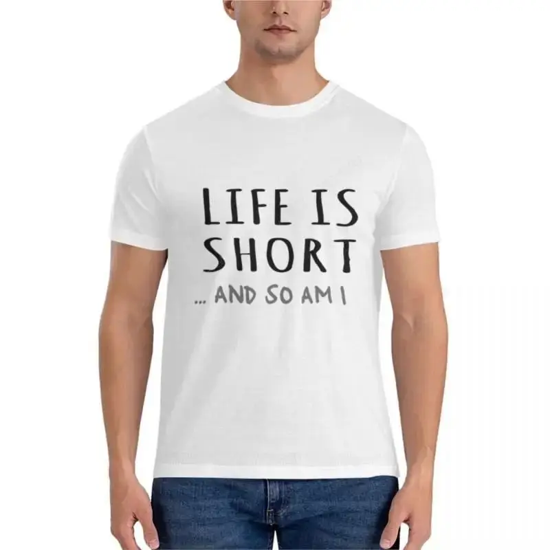 

Men's Cotton T-irt 'Life Is ort And So Am I' Fitted Ultra Slim Fit Nine Sve Cotton 00% Material T-irt