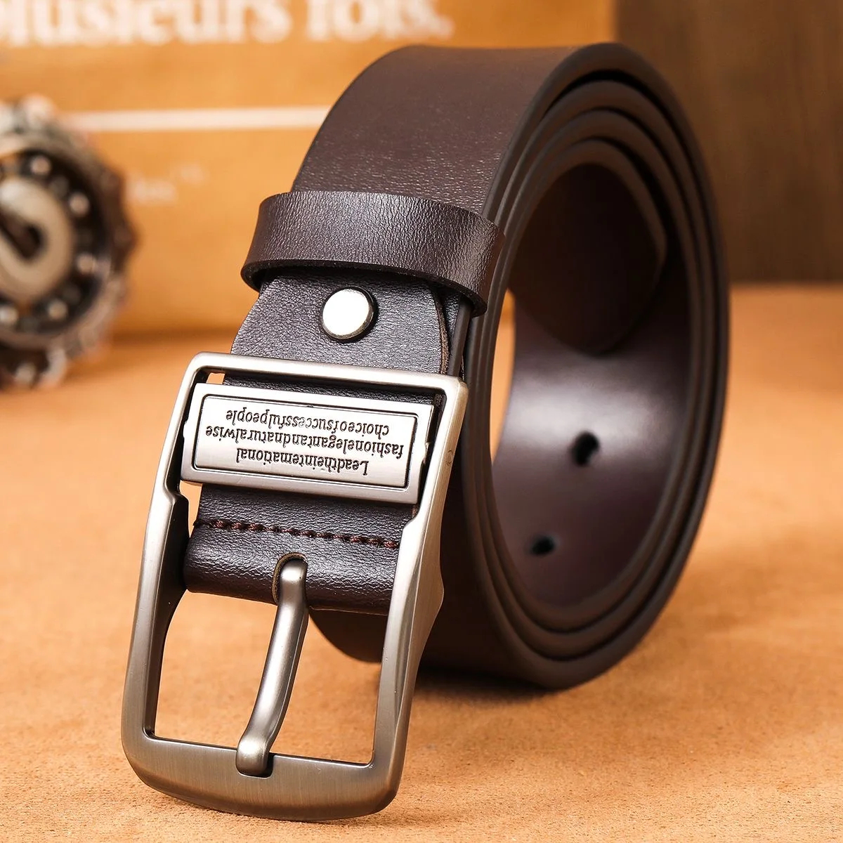 New Leather Cowhide Men's Belt Fashion Metal Alloy Pin Buckle Adult Luxury Brand Jeans Business Casual Waist Male Strap Brand