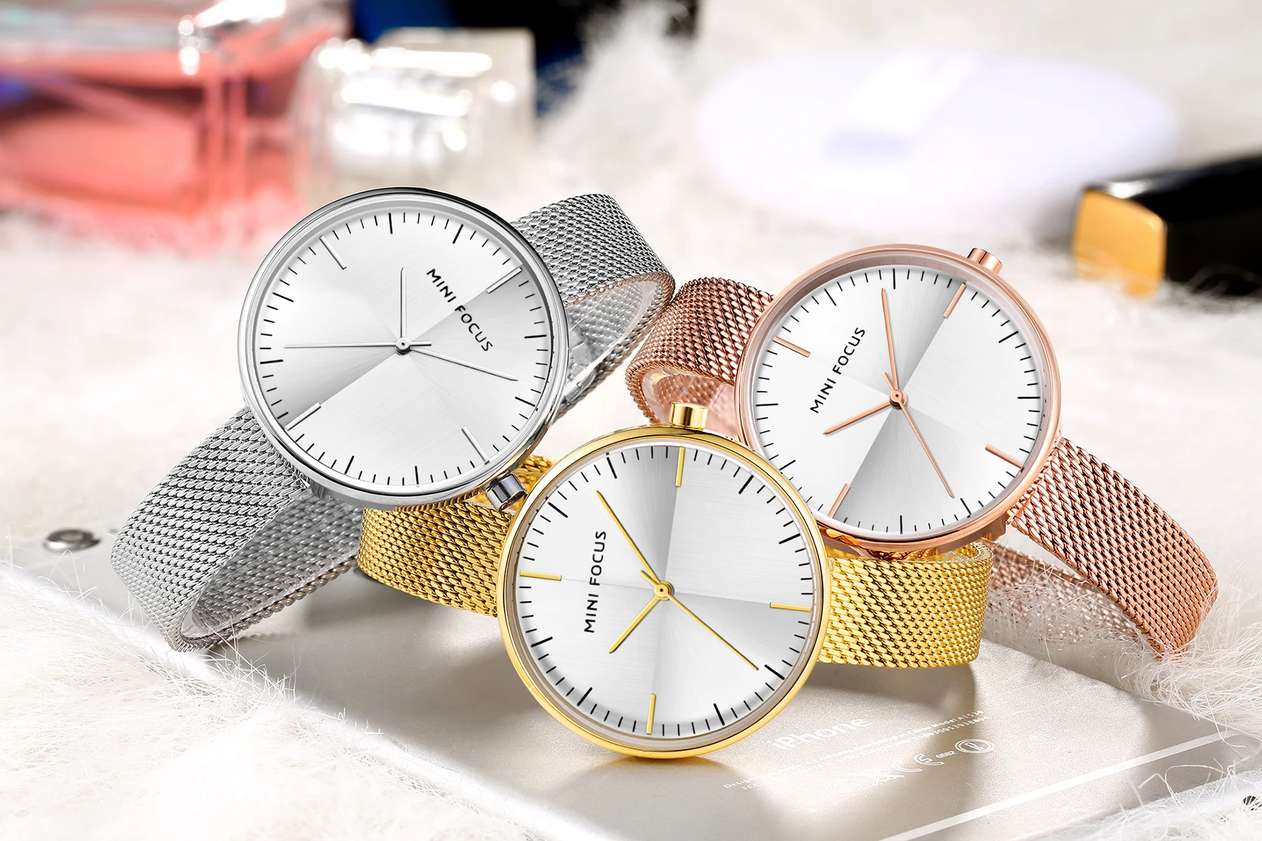 2024 MINI FOCUS MF0275L Classic Design Wrist Watches Waterproof Gold Mesh Steel Band Women Quartz Dress Watch