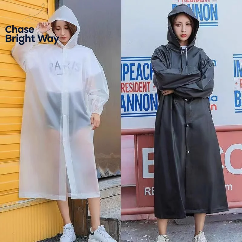1PC Non-disposable Portable Adult Raincoat Eva Poncho Outdoor Travel Transparent One-piece Unisex Raincoat For Man Rainwear
