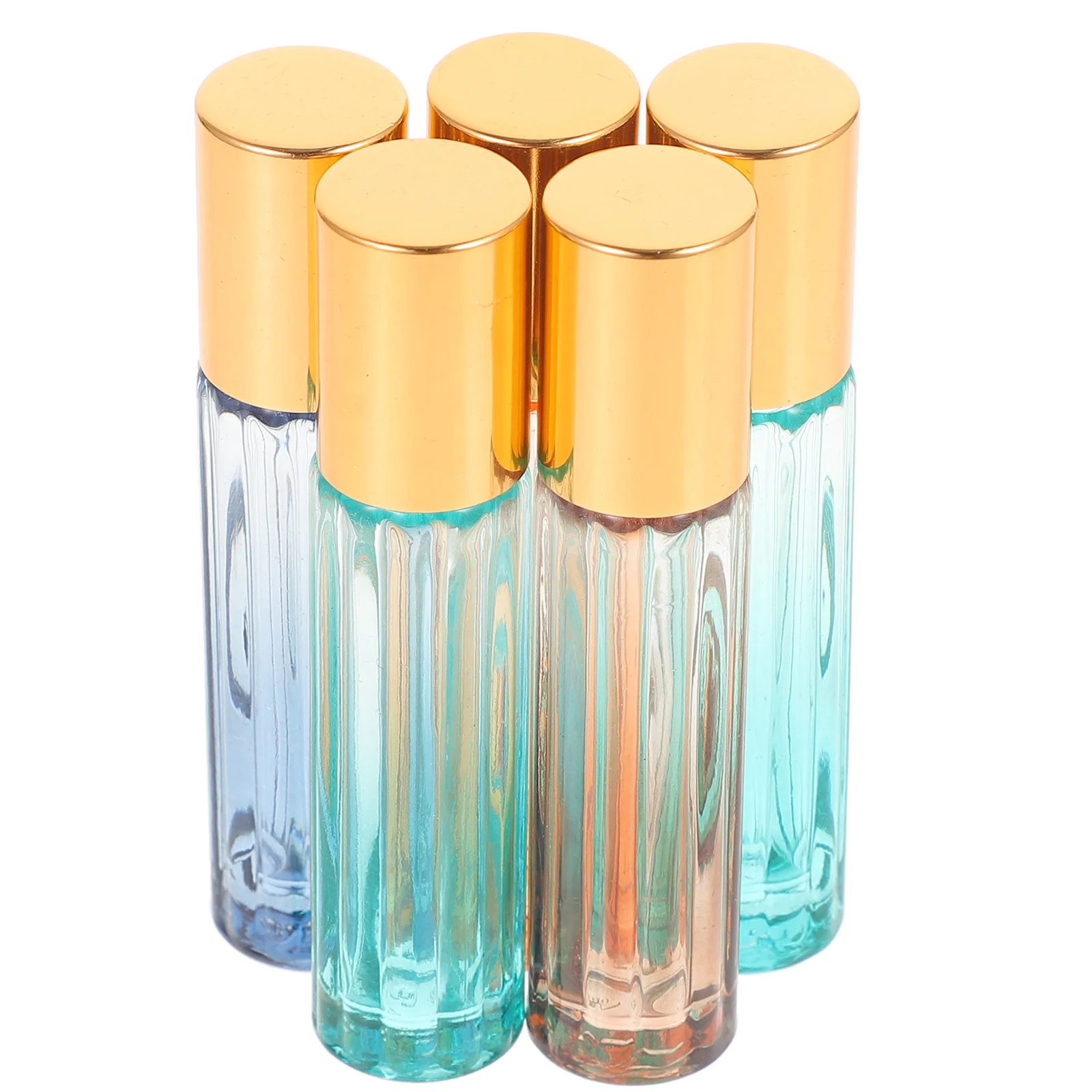 

5Pcs Glass Roller Spray Bottles Twill Pattern Leakproof Compact Portable Essential Oil Perfume Sprayer Container