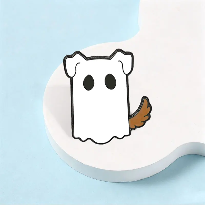 Niedliche Geisterkatze mit Daumen nach oben Emaille-Abzeichen Kawaii Geister-Pin Halloween Metallbrosche Revers-Accessoire Geschenk für Kleidungsaccessoires – Detail 6