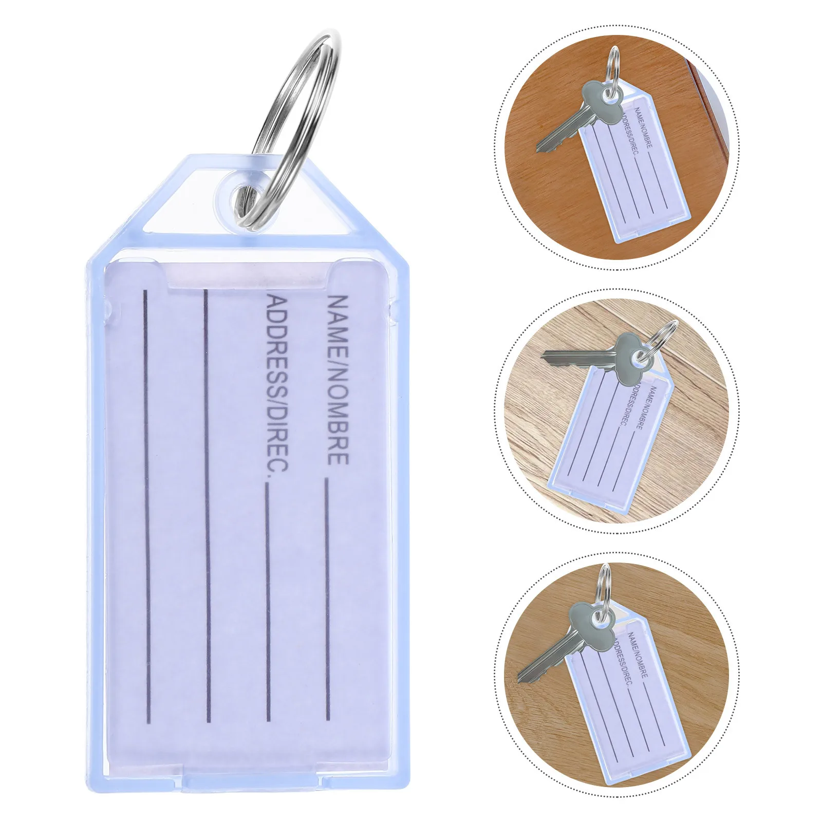 

30pcs Plastic Key With Ring Label Window Keychain Id Tags For Luggage Suitcases Backpacks Key Identifiers Hang Tags Travel