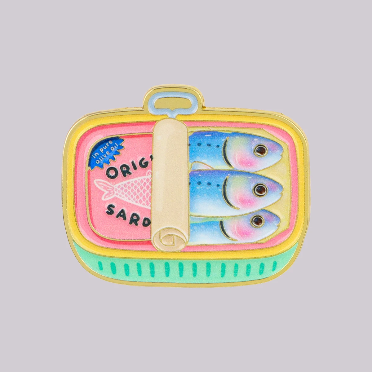 Pin esmaltado de sardina, broche divertido, insignia para mochila, accesorios de ropa, joyería de moda, regalos para amigos
