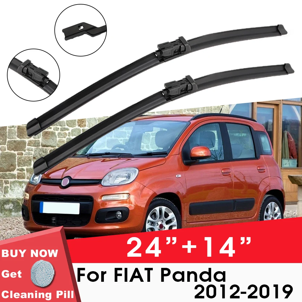 

Car Wiper Blade Front Window Windshield Rubber Silicon Gel Refill Wipers For Fiat Panda 2012-2019 24"+14" Car Accessories