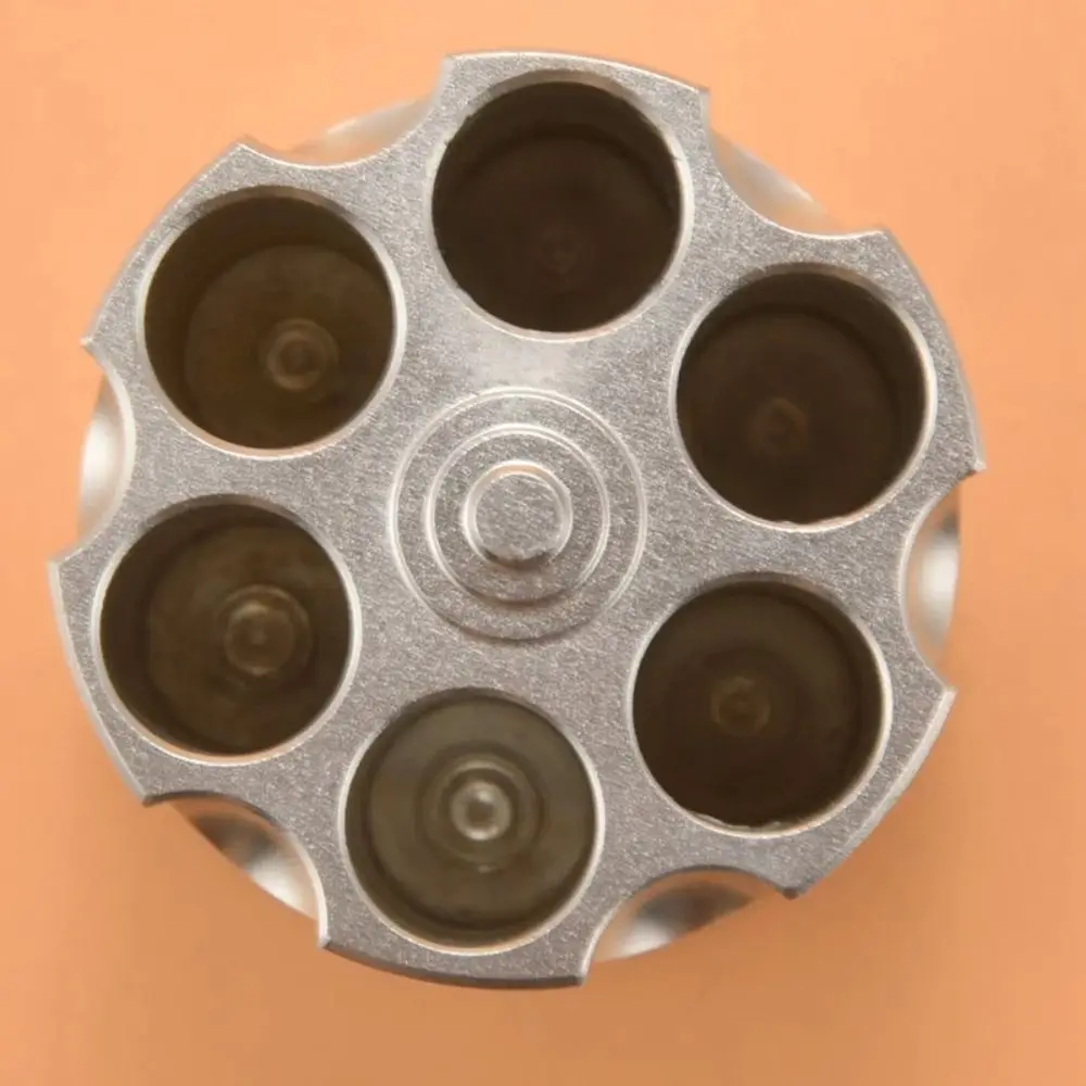 

Durable Cylinder Revolver Pen Holder Creative Aluminum Pencil Container Non-Slip Organizer Desktop Ornament Gift