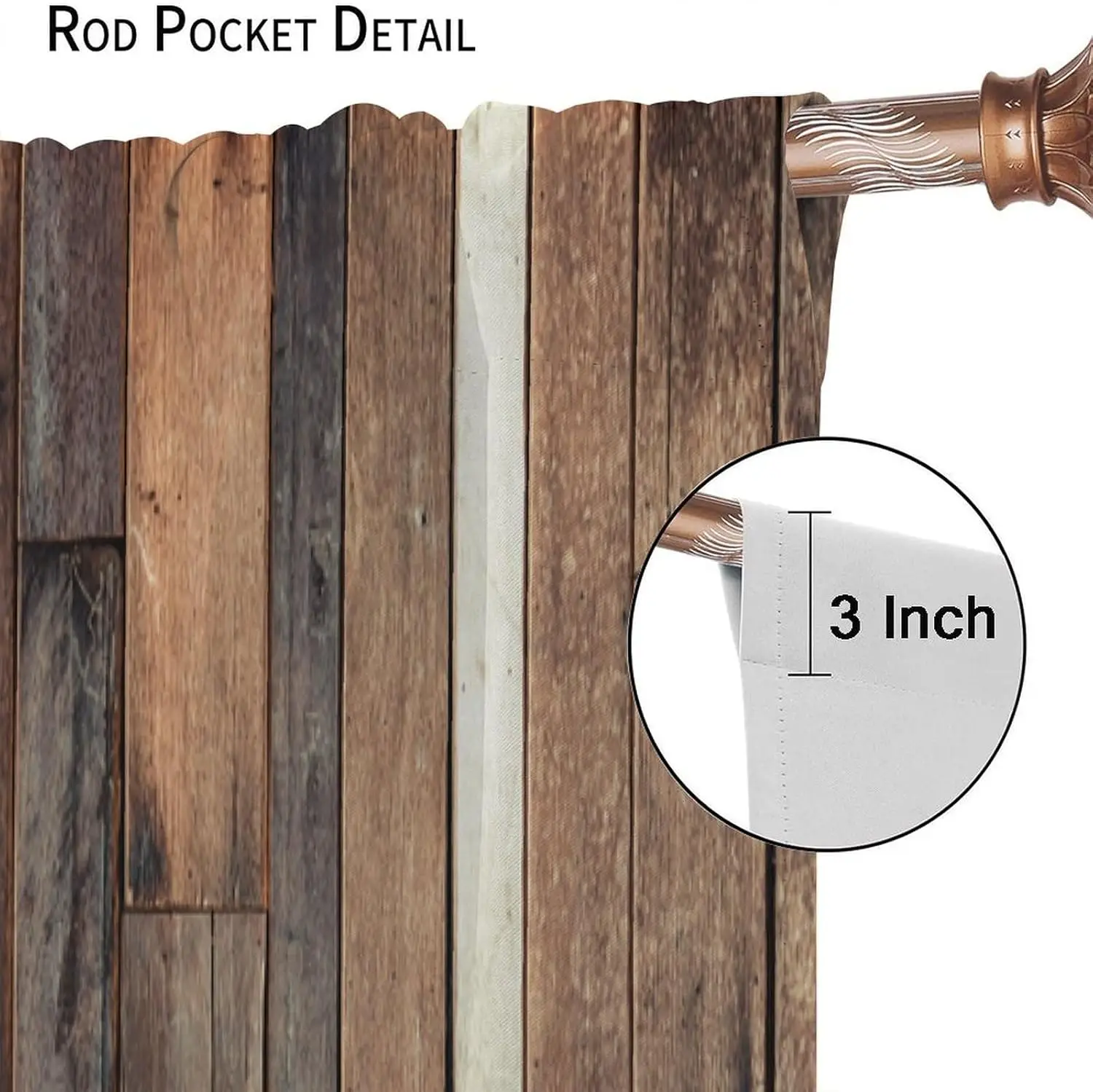 ستائر خشبية ريفية، ستائر نافذة بنمط لوح بني عتيق لبيت المزرعة لغرفة النوم وغرفة المعيشة مقاس 42 × 45 بوصة #6