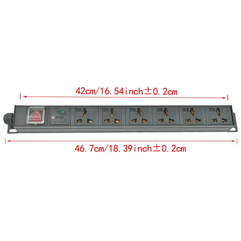 PDU power board network cabinet rack 10A universal socket 6AC with double break switch surge protection aluminum alloy shell