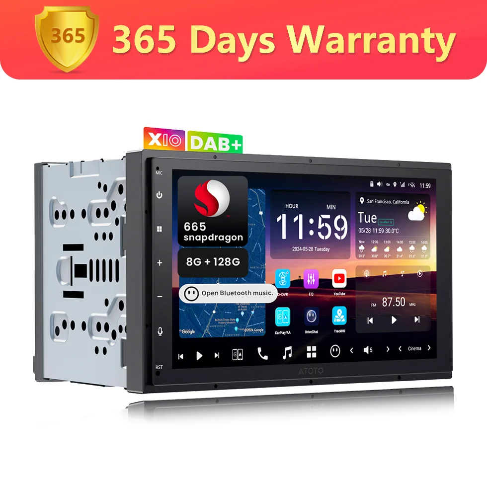7 inch Android Double 2 Din Car Stereo 8G+128G AI Agent DriveChat HDMI Input ADS Protocol Wireless CarPlay Android Auto DAB Radio Screen 2Din Bluetooth Head Units X10 Atotozone