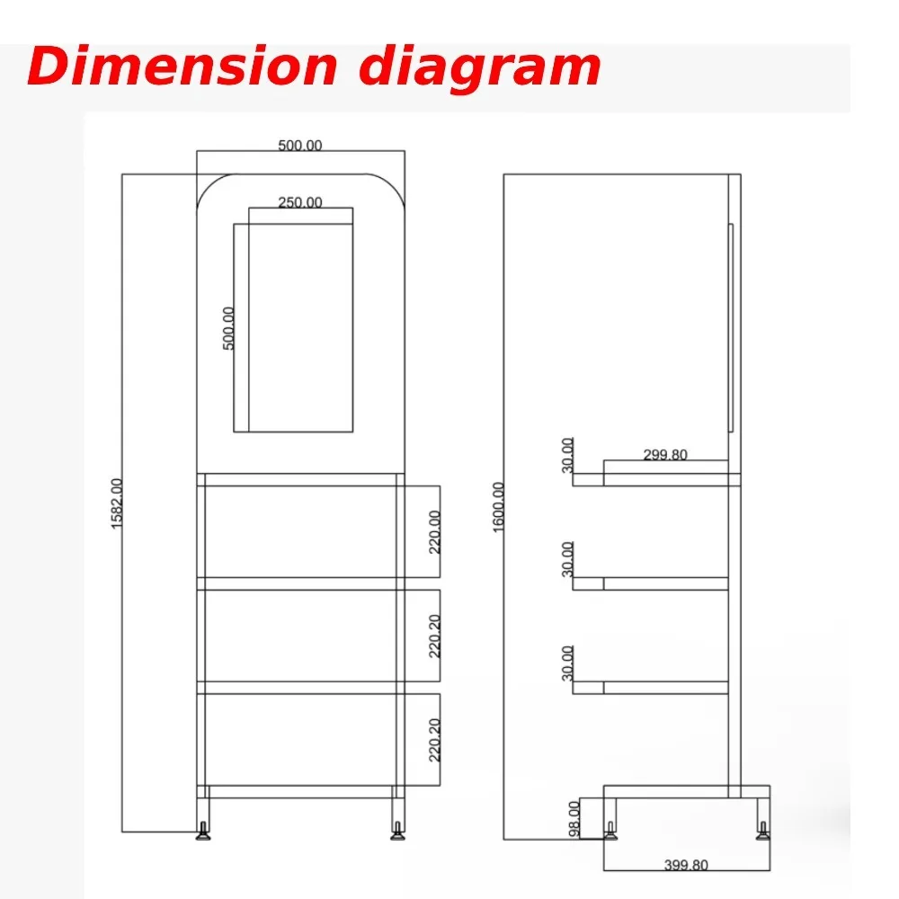 Metal Single-Side Floor Display Stand for Tattoo Shop Shelves for Beauty Salon, and Premium Skincare Boutiques