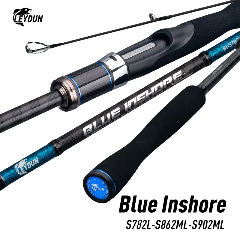 BLUE INSHORE Fishing Rods Inshore Breakwater Bass Rod S782L S862ML S902ML Saltwater Light Fast 2 Section Spinning Rods 썸네일 2
