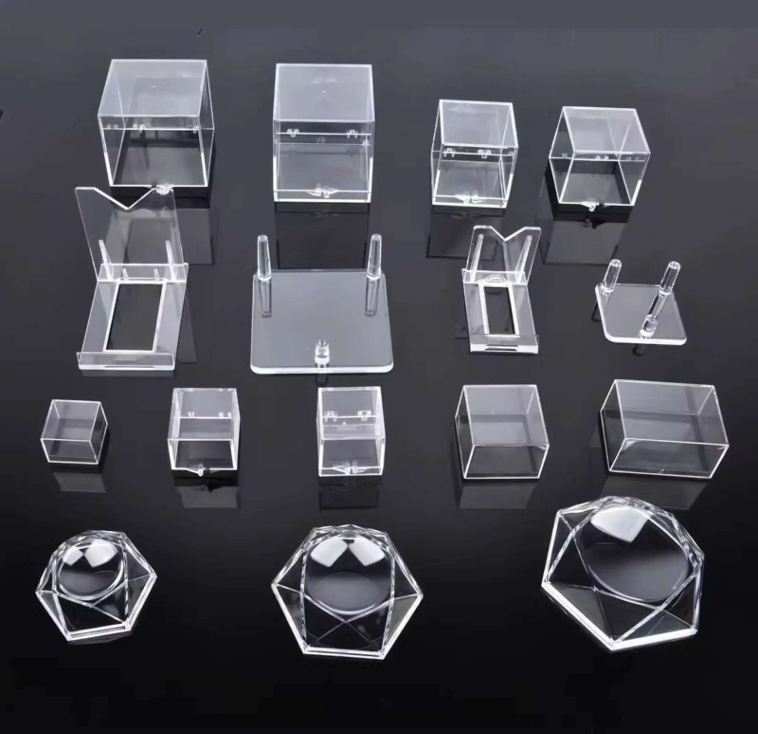 1-10Pcs Cube Transparent Plastic Box Cat Mineral Box Mineral Label Box Mineral Crystal Specimen Display and Collection Box