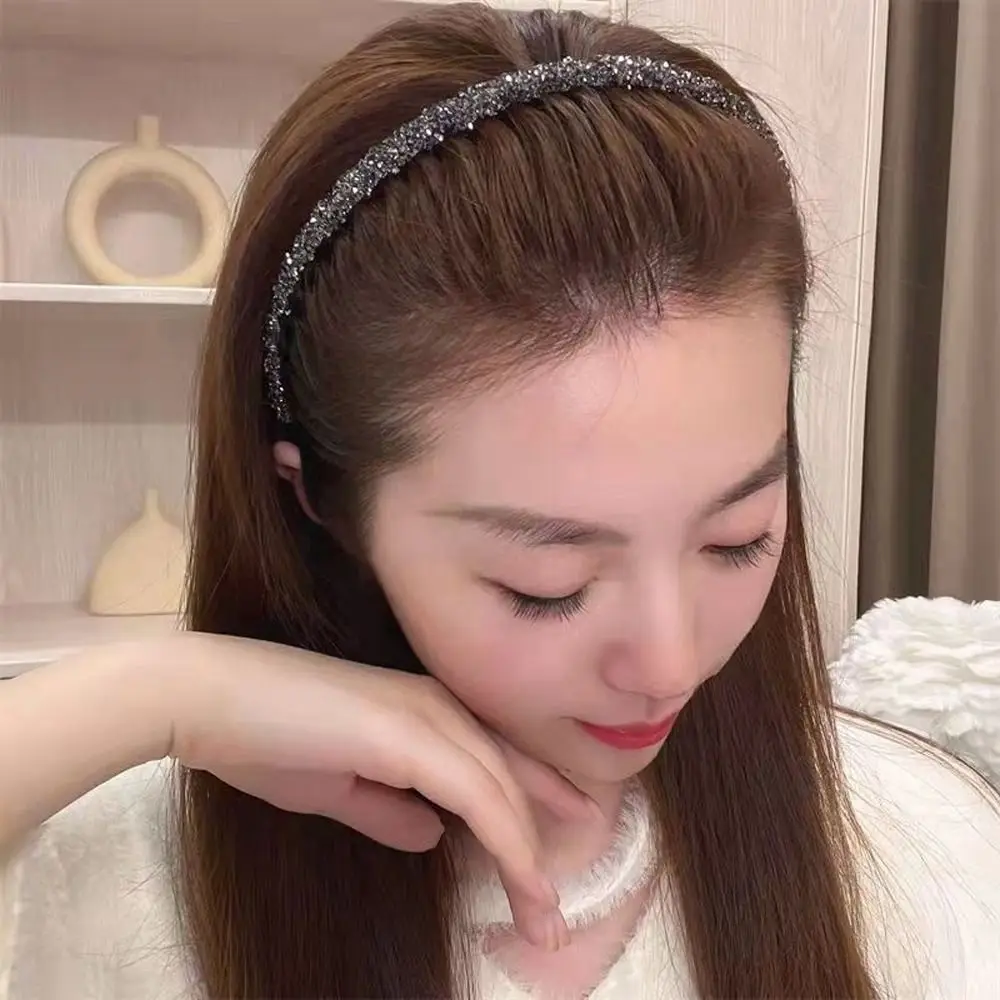 Cute Plastic Rhinestone Headband with Toothed Make Up Hairband Face Wash Korean Style Diamond Hair Hoop Female