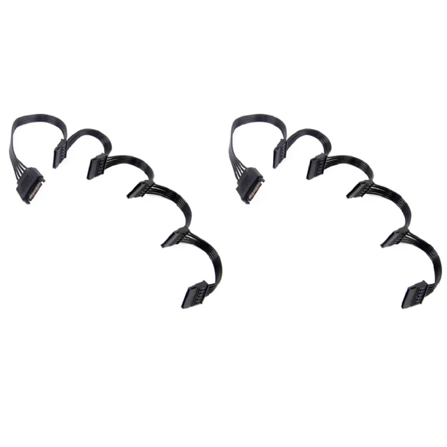 

~【A48T HOT】2X 15 Pin SATA Power Extension Hard Drive Cable 1 Male To 5 Female Power Supply Splitter Adapter Cable For DIY PC Sev