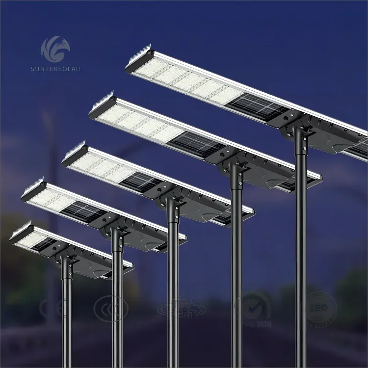 Fabbrica ad alto lume 40w 60w 80w 100w 120w sensore telecomando impermeabile esterno integrato tutto in uno lampione solare a led