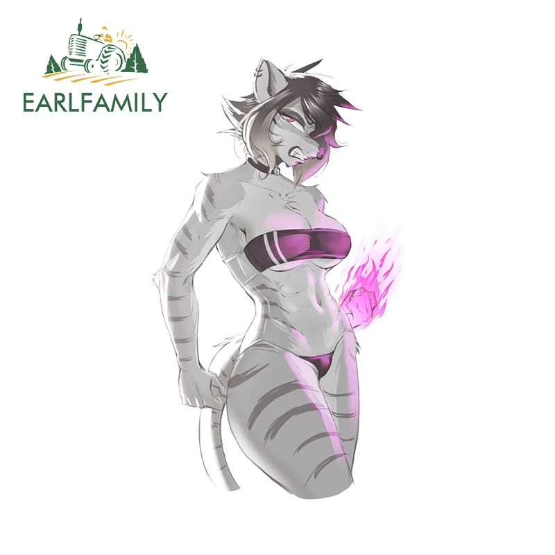 

EARLFAMILY 13cm x 7.4cm Furry Wolf Boobs Stickers NSFW Breasts Hentai Succubus Flame Waifu Car Accessories Waterproof Declas