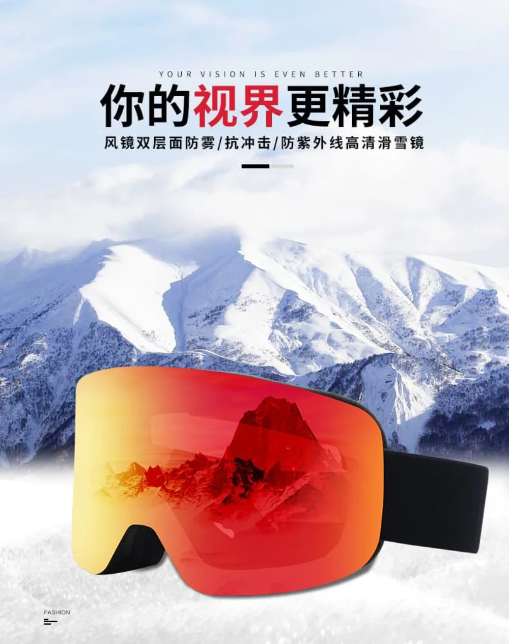 

​ ​ Лыжные очки Alpine OTG с двойной противотуманной линзой HD для оборудования для сноуборда на открытом воздухе ​ ​