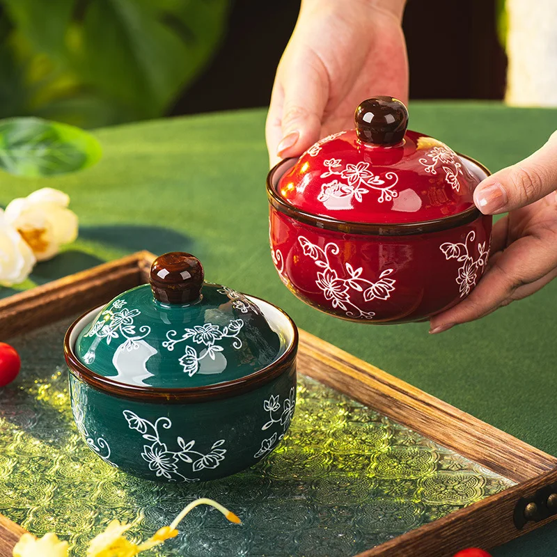 

Посуда Керамические миски для цветов Домашняя кухонная чашка для приготовления на пару Миска для яиц на пару с крышкой Керамика и керамическая посуда для кухонных подарков